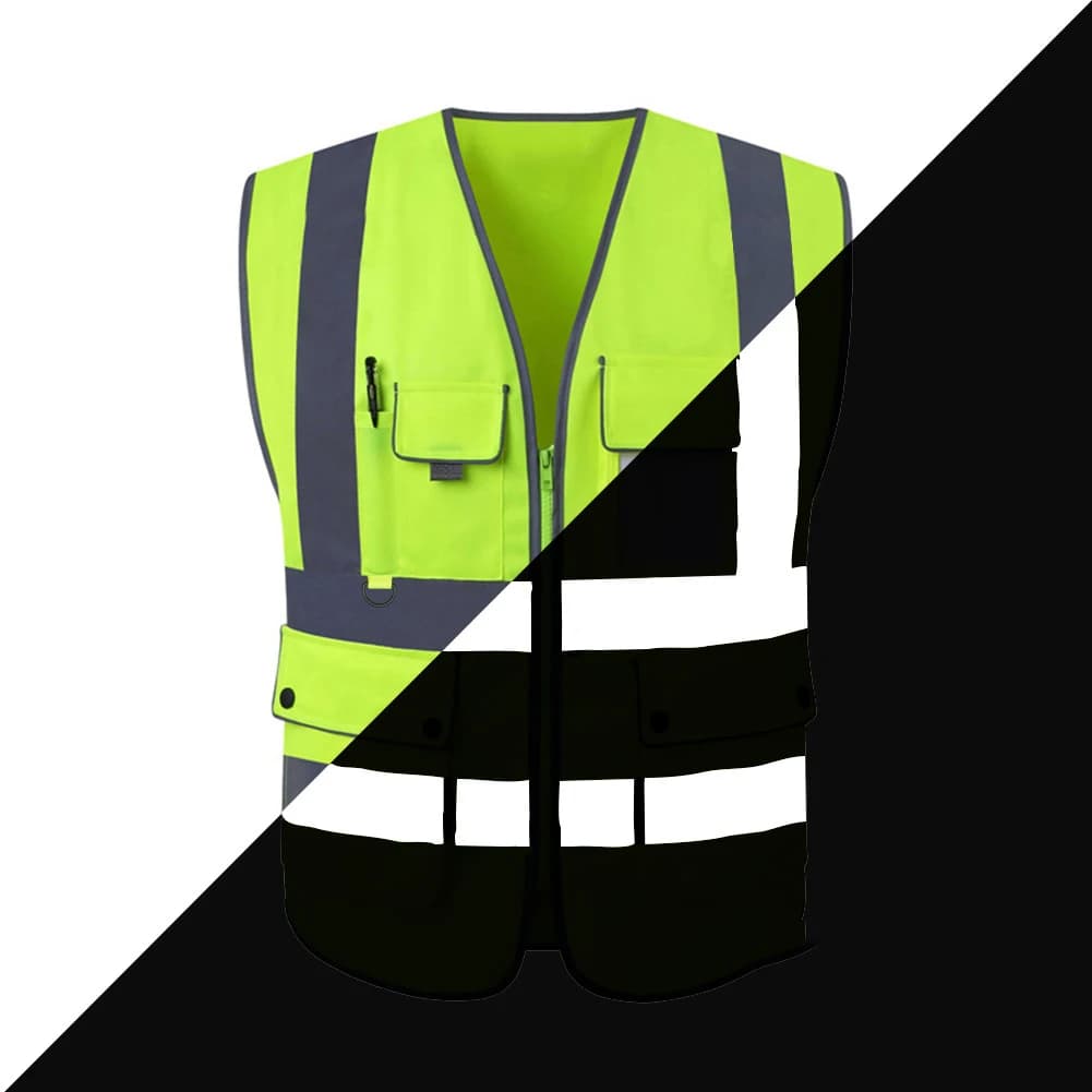 Veste de travail haute visibilité orange 5XL avec multiples poches pour homme chantier