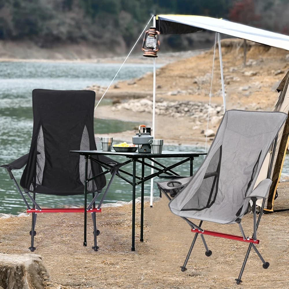 Chaise de pêche aluminium avec accoudoirs et porte-gobelet - Confort et praticité pour pêche longue durée
