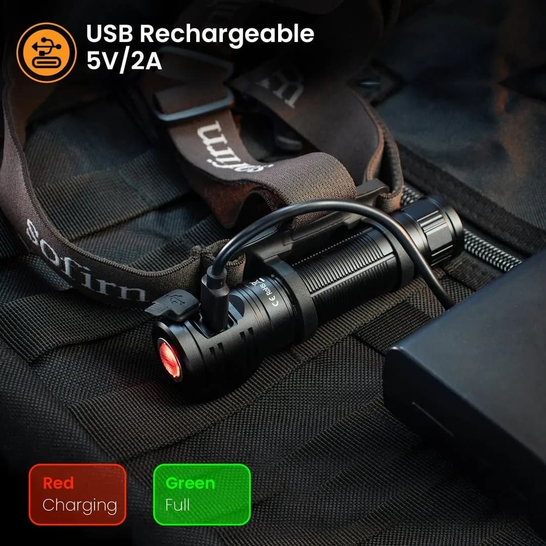 Sofirn HS40 lampe frontale rechargeable USB C LED SST40 2000lm super lumineuse pêche