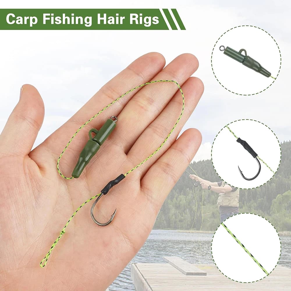 6 montages carpe pré-montés avec hameçons et lignes leaders pour boilies et appâts carp fishing
