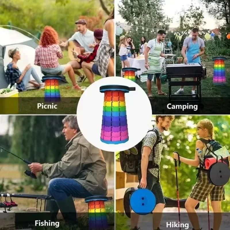 Chaise télescopique plastique légère réglable en hauteur pour escalade camping et pêche nomade
