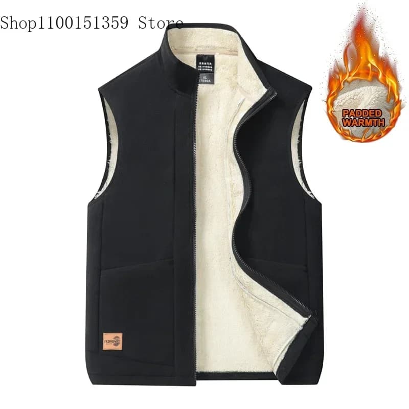 Veste polaire homme col montant chaude grande taille automne hiver 2025 casual décontractée