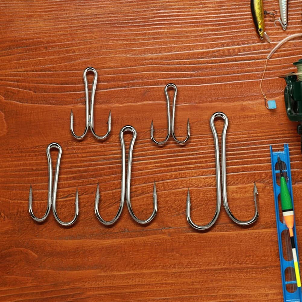 Hameçons double longue tige acier carbone pour leurres grenouilles, 50 pièces pour pêche aux leurres
