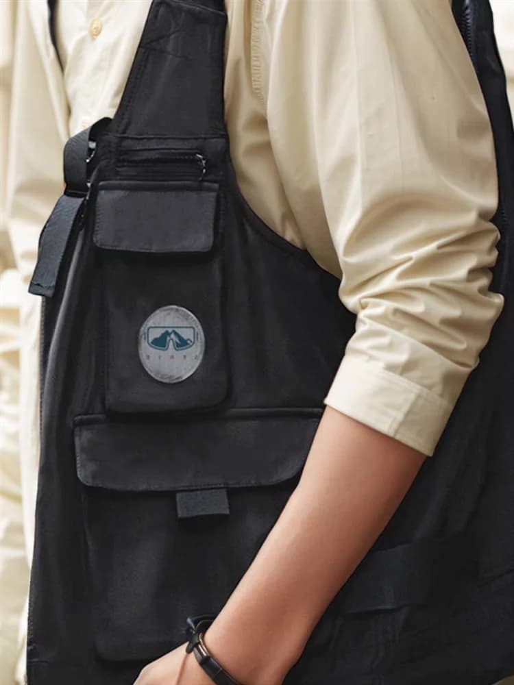 Veste de pêche fonctionnelle avec bretelles et poches, légère et stylée pour hommes été extérieur