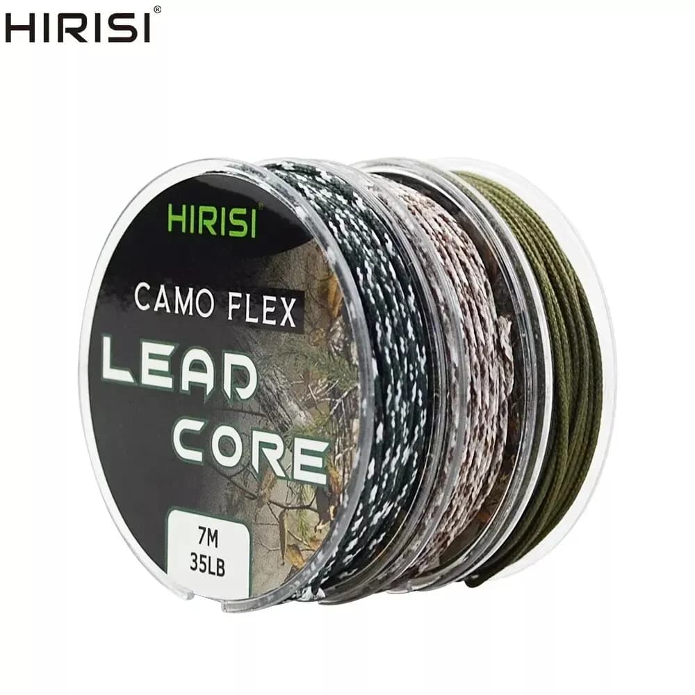 Ligne plombée Hirisi 35LB 7m pour la pêche à la carpe, tresse 3 couleurs pour montages hair rigs
