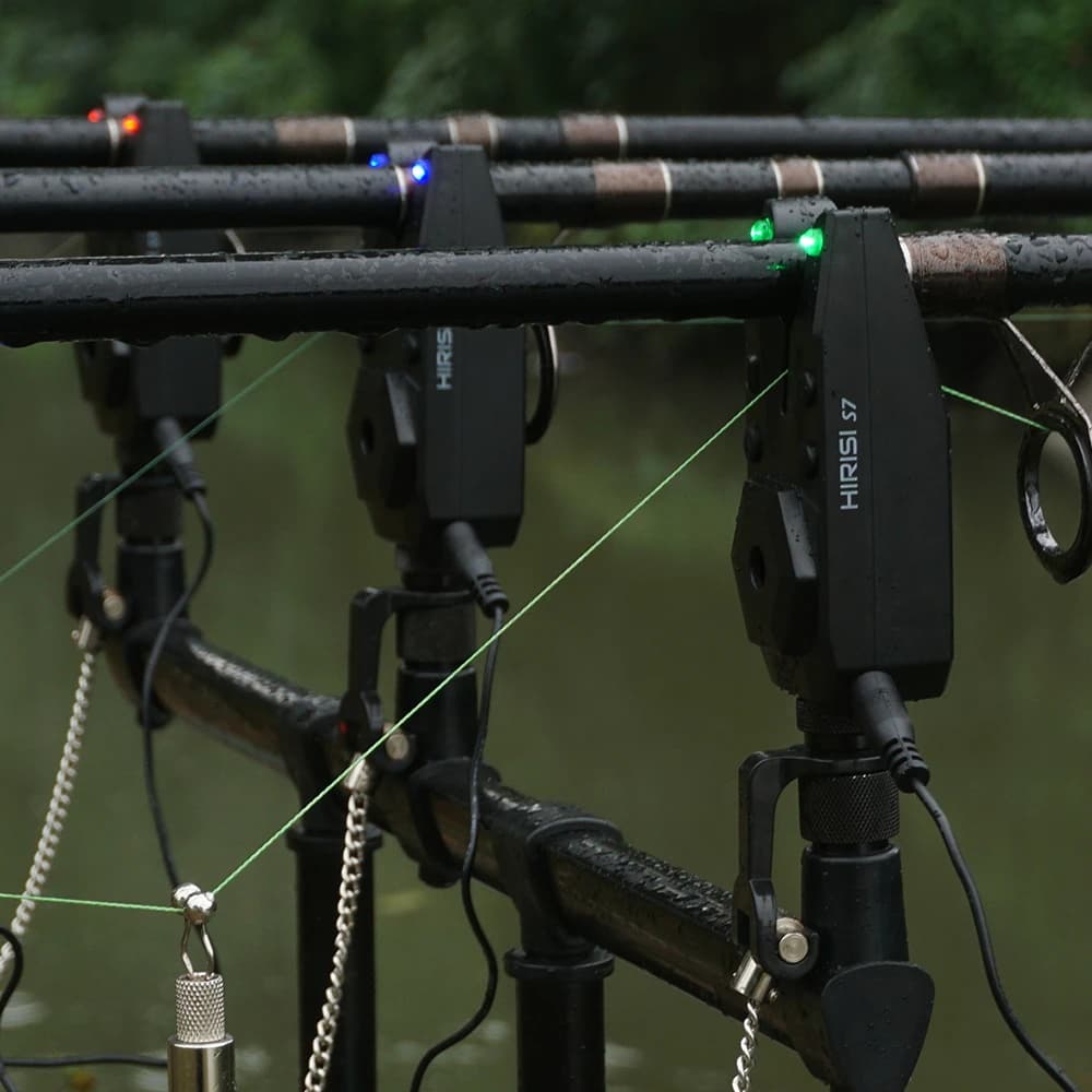 Système d'alarme de touche sans fil Hirisi S7 pour pêche de nuit avec lumière camping 120m portée