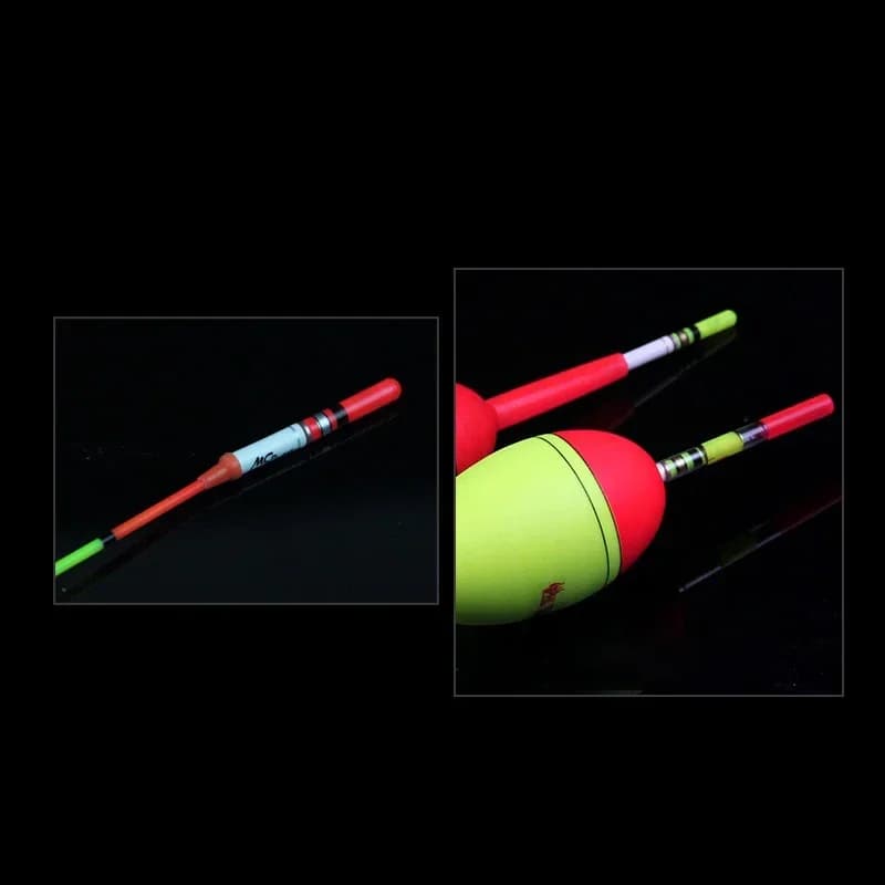 10 bâtons lumineux verts et rouges pour la pêche de nuit, avec piles CR322 et lampe