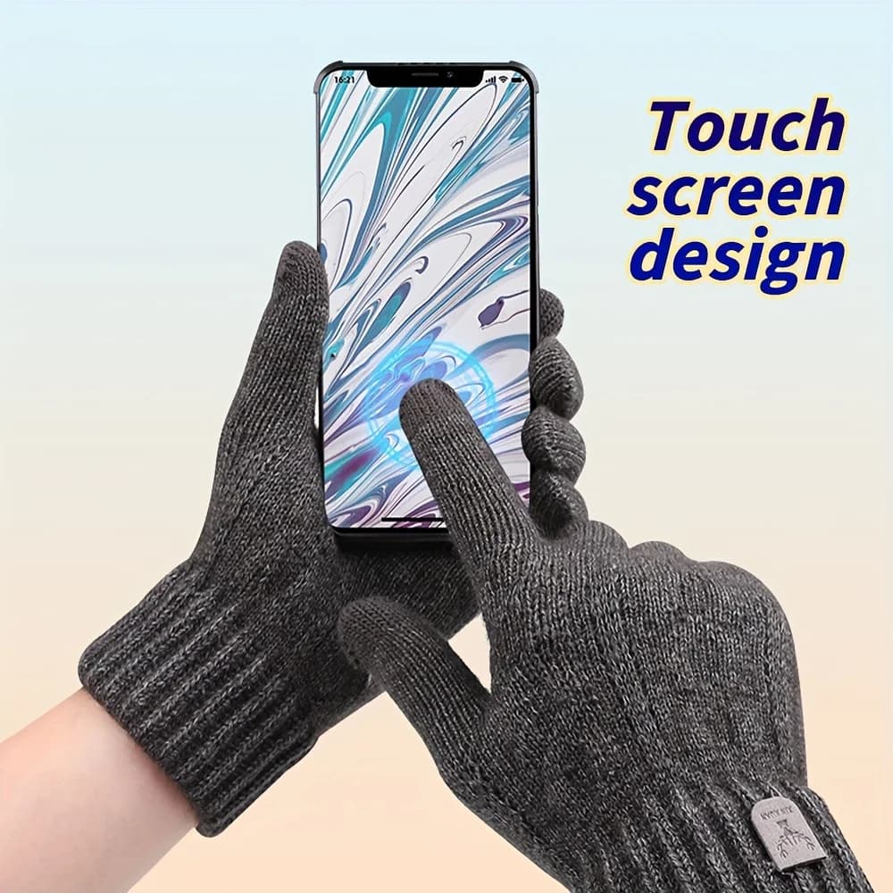 Gants thermiques tactiles pêche homme femme - Doublure polaire anti-dérapante doigts complets laine