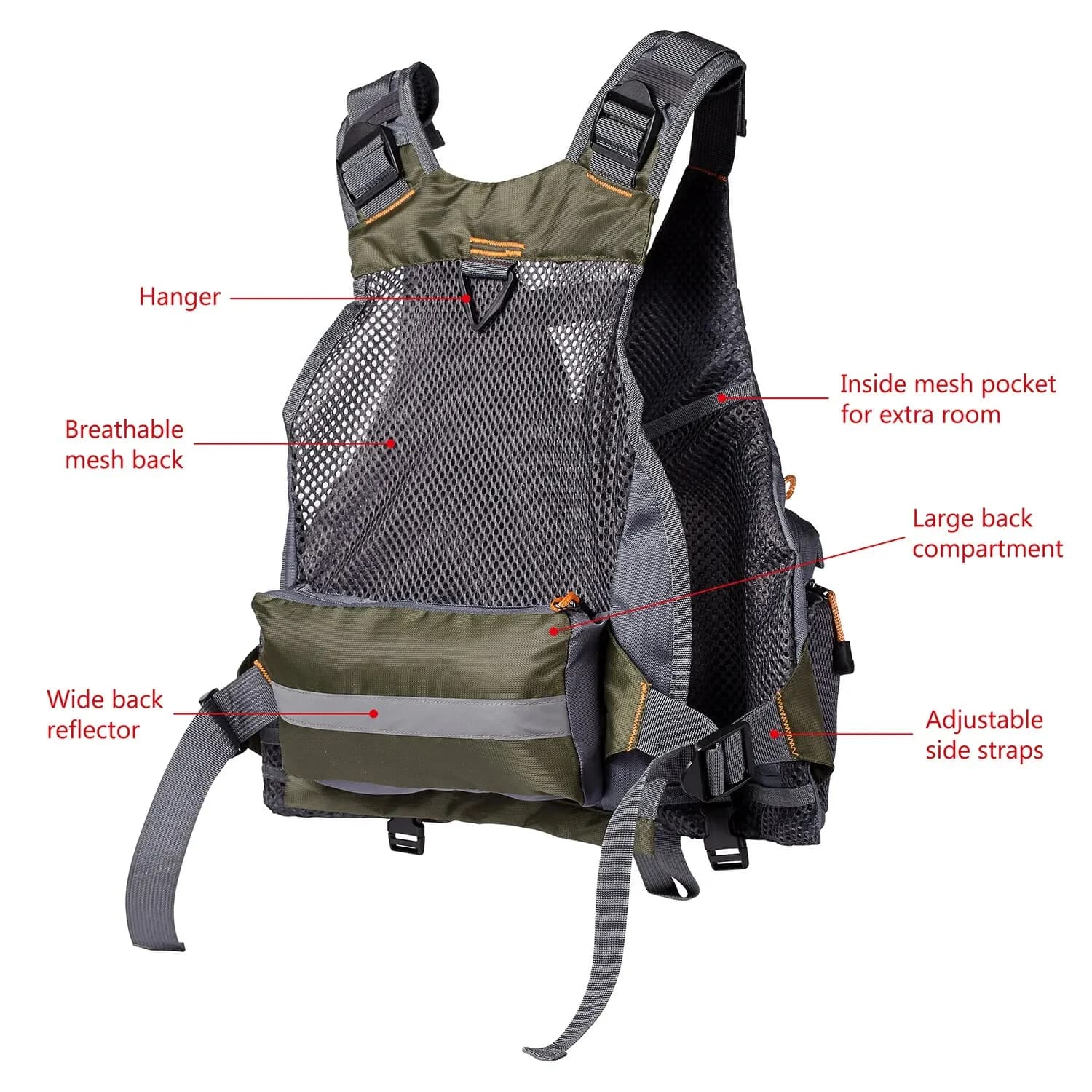 Veste de pêche respirante ajustable pour sports outdoor - Randonnée, vélo et pêche à la mouche confortable