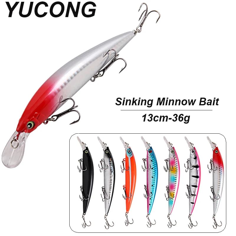 Leurre de pêche YUCONG 1PX Minnow coulant 13cm 36g, leurre dur silencieux pour la pêche en