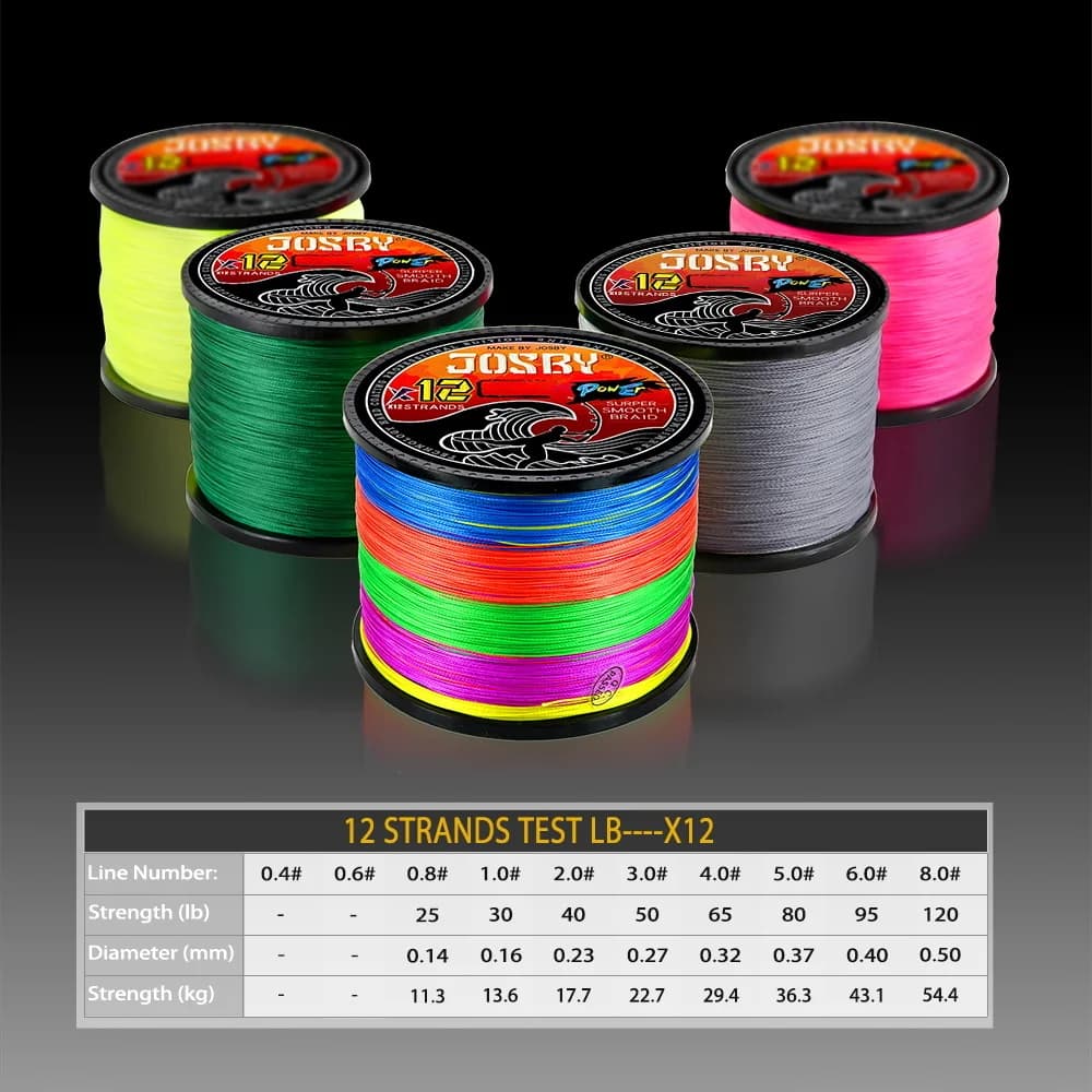Ligne de pêche JOSBY 12 brins tresse PE multifilament Japon pour carpe et mouche, 300m 500m