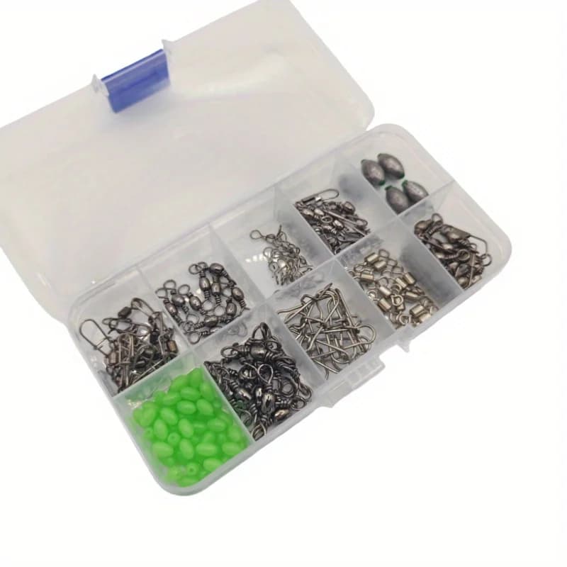 Set 150 pièces connecteurs pêche rapides avec plombs oeufs et perles lumineuses - Quick change spinner set