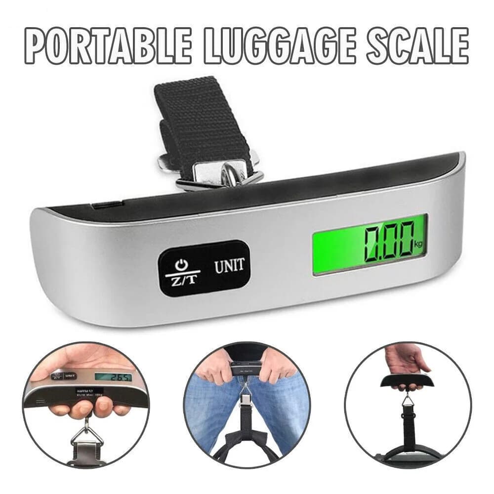 Pèse-bagages digital 110lb 50kg portable - Balance à main pour valises et équipement de pêche voyage
