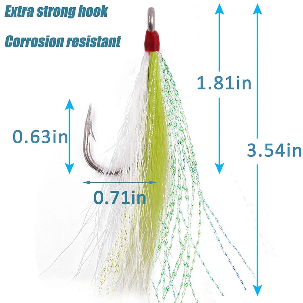 8/4 leurres Bucktail Teasers pour pêche mer - Hameçons jig acier inox pour silure et perche