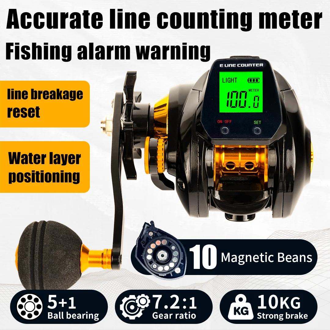SAMOLLA Baitcasting Fishing Reel Electronic Big Led Screen High Speed 7.2:1 10kg
