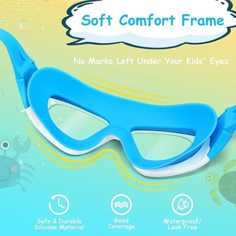 Lunettes de natation enfants anti-buée grand cadre UV étanches 3-15 ans - Entraînement piscine plage