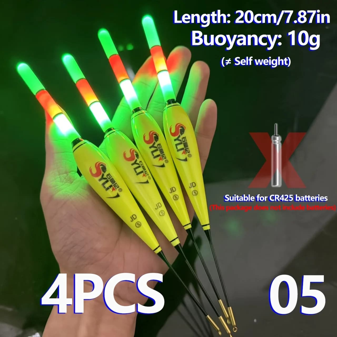 Lot de 4 flotteurs lumineux pour la pêche de nuit à la carpe, visibilité optimale et éclairage puissant