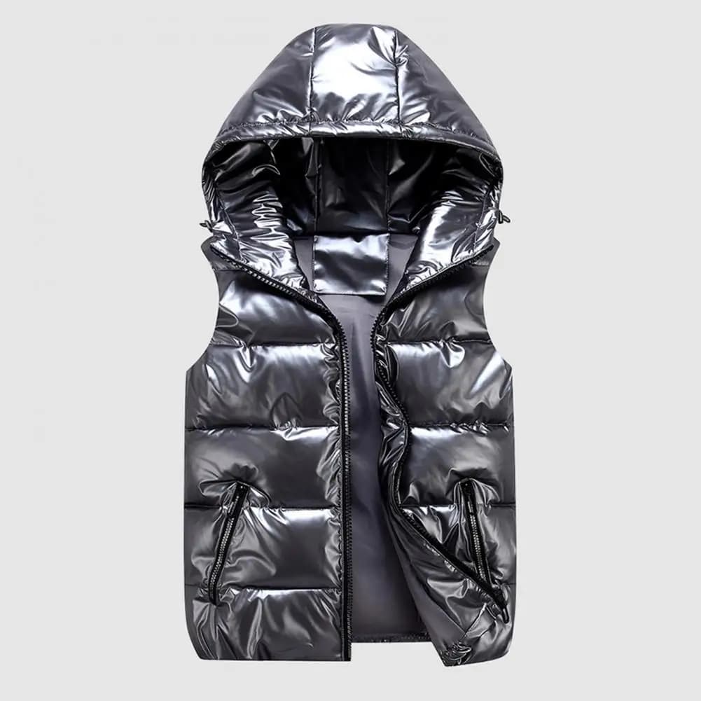 Gilet matelassé homme capuchon sans manches zippé hiver pêche isolation chaude poches pratiques