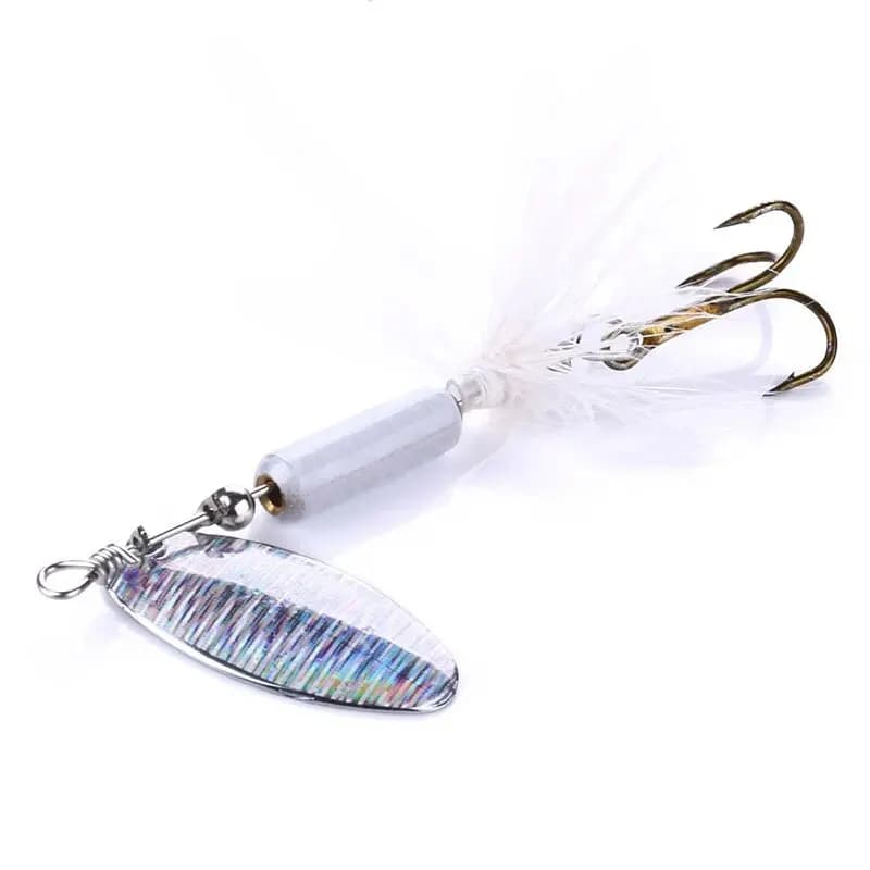 Leurre métal VIB 3.5g avec plumes et paillettes : leurre dur vibrations pour bar et pêche au vif