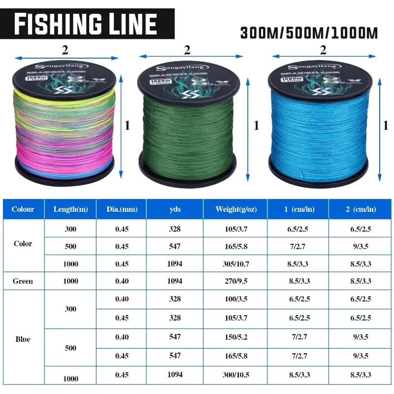 Ligne pêche PE 9 brins Sougayilang 300m-1000m - Multifilament pour carpe - Outil pesca professionnel