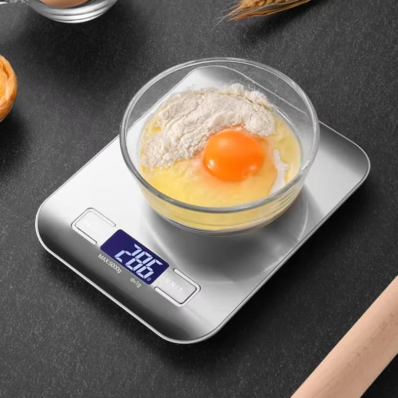 Balance de cuisine digitale 5kg 1g étanche - Pèse-aliments pêche multifonction en acier inoxydable LCD