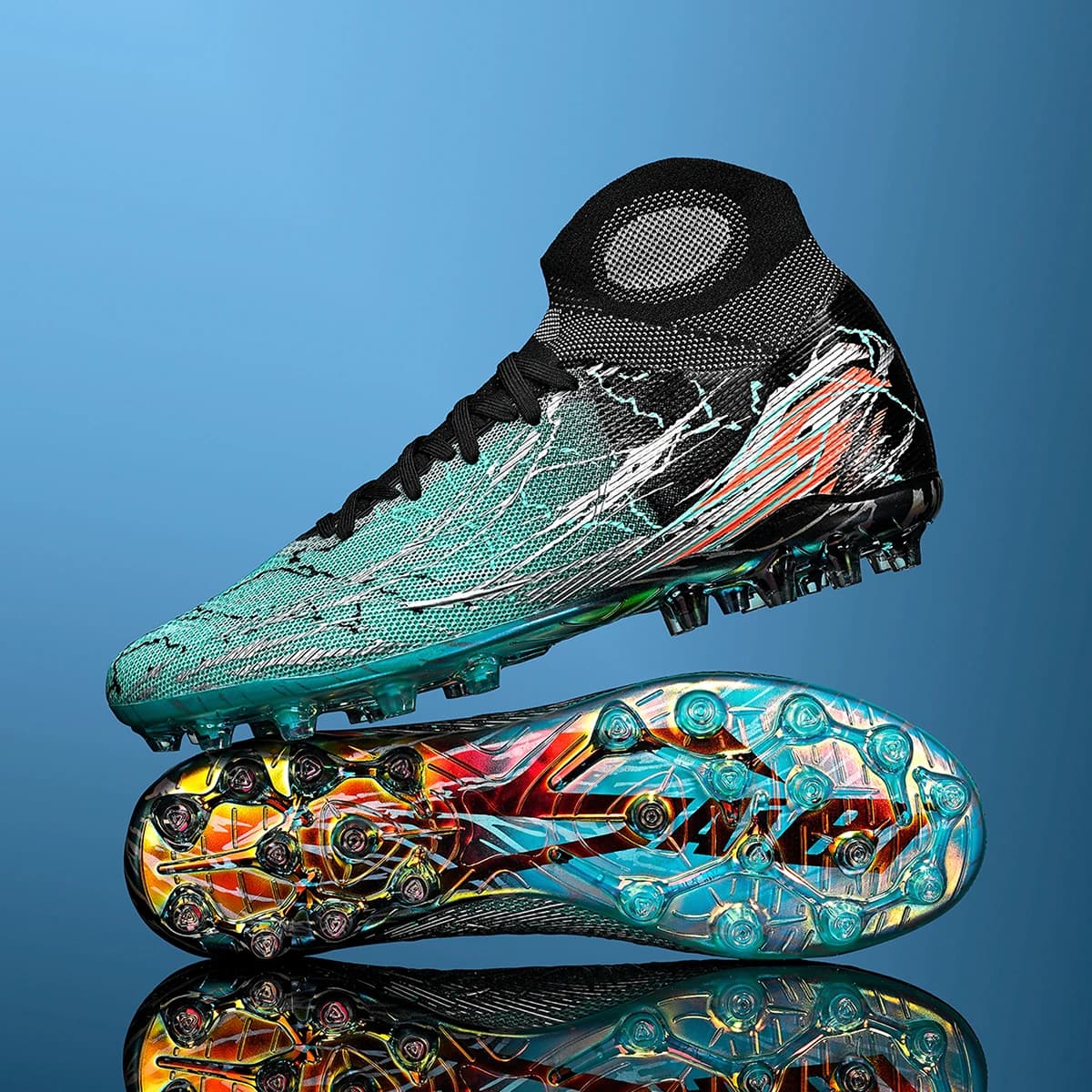Chaussures football hautes respirables semelle électroformée FG - Crampons longs adhérence durable