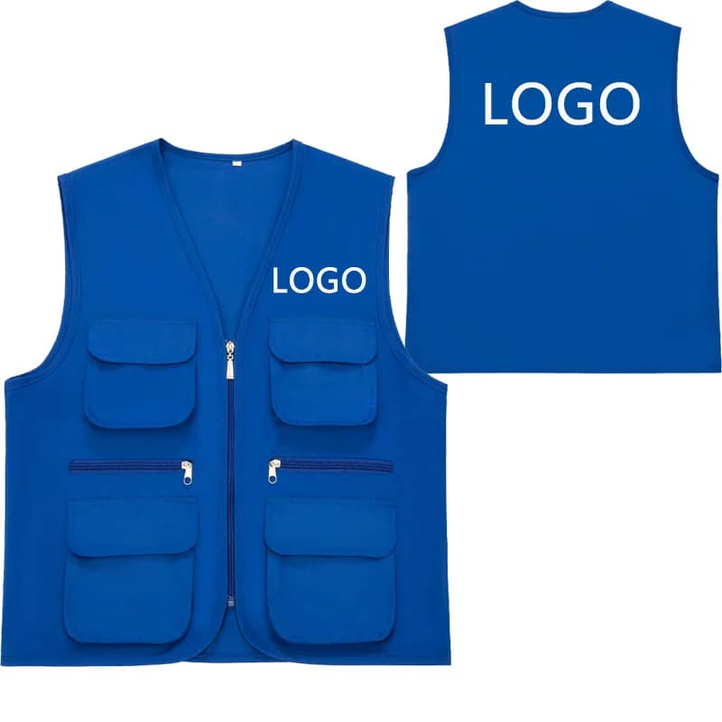 Veste d'été mixte 2025 multi-poches pour travail et loisirs, personnalisable avec logo imprimé haut de gamme