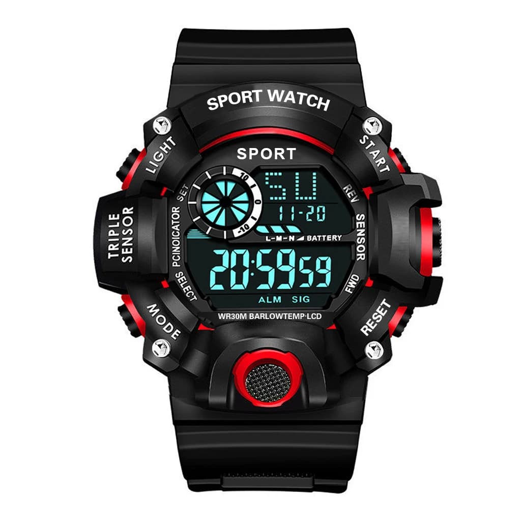 Montre militaire homme multifonction étanche - Cadran large sport électronique avec alarme