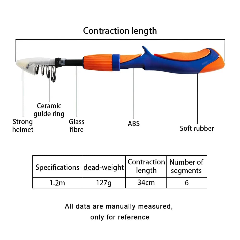 Canne à pêche carbone super rigide pour bateau et glace 1.2m avec moulinet haute puissance 30lb+