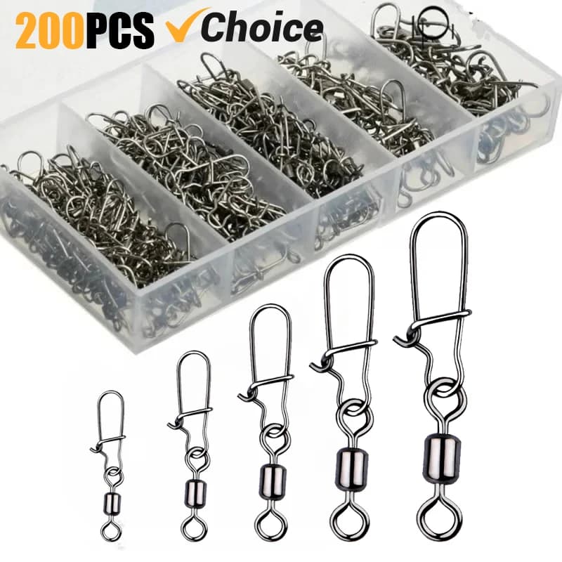 Kit émerillons à roulement acier inoxydable 4#-12# pour pêche en mer et eau douce, 50 à 200 pièces