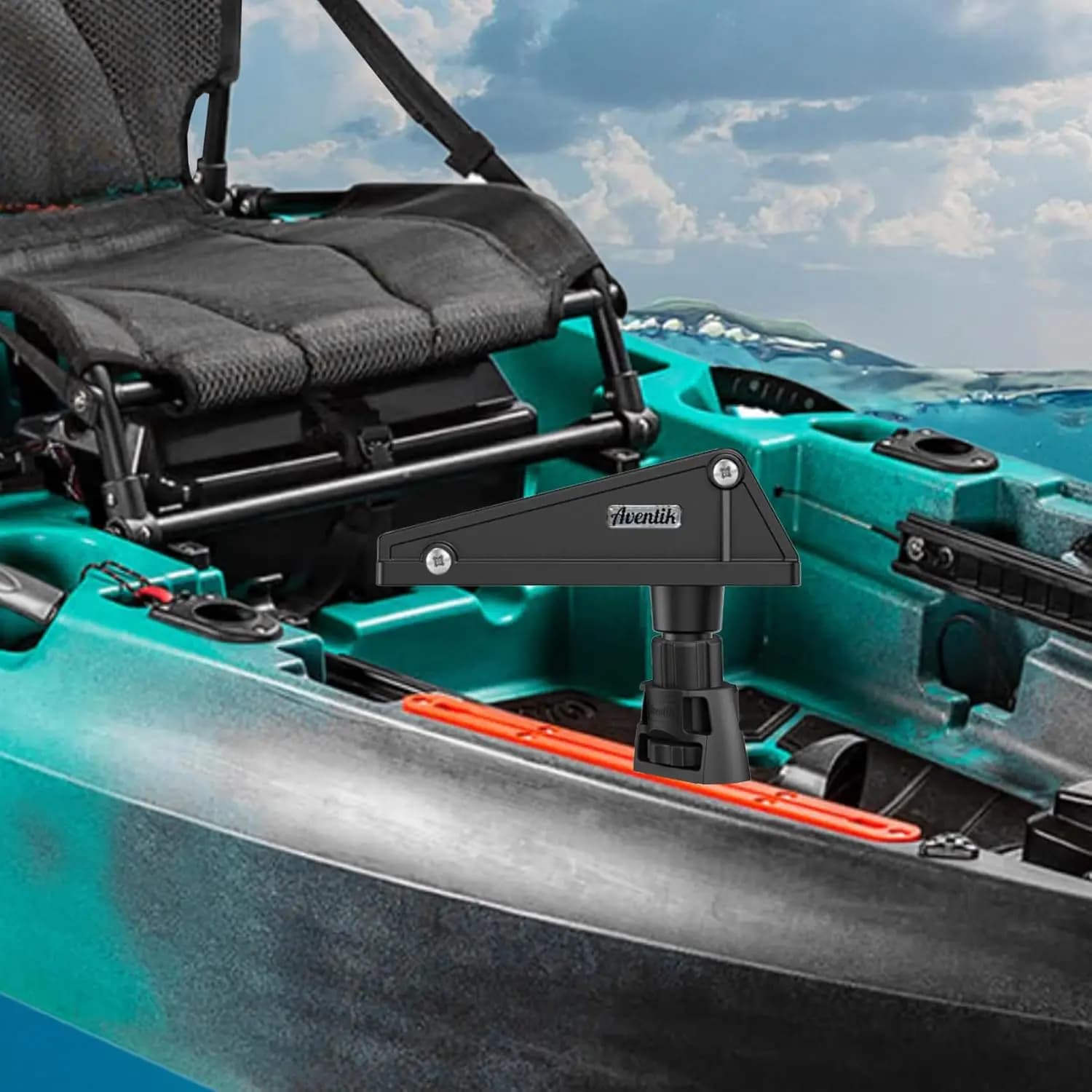Adaptateur rail kayak avec base anti-rotation pour supports canne à pêche et accessoires de pêche