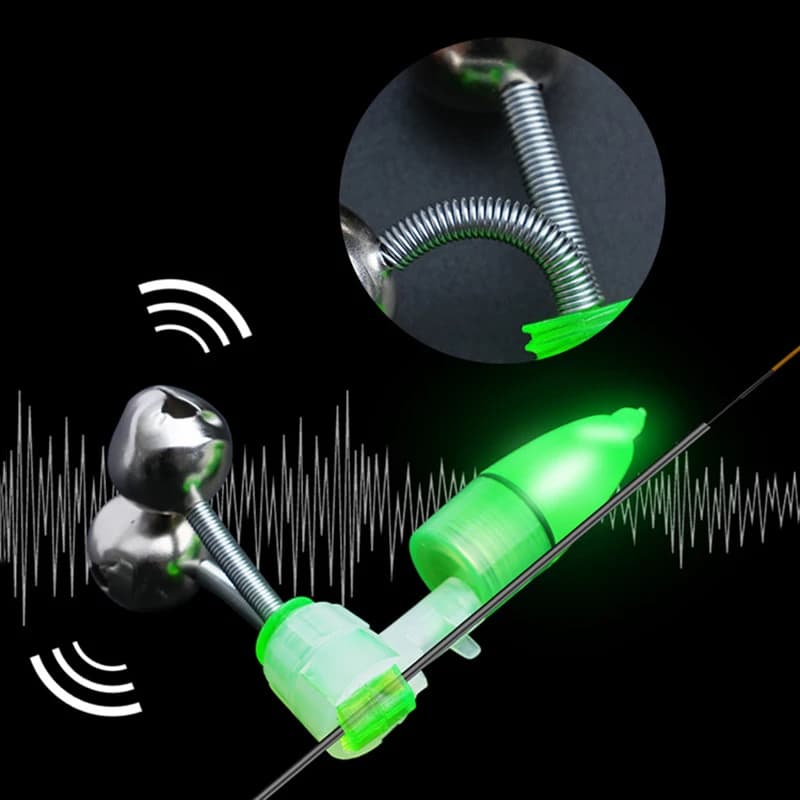 Alarme de touche pêche 5 pièces LED avec clochettes - Détecteur morsure ABS pour canne à pêche accessoires