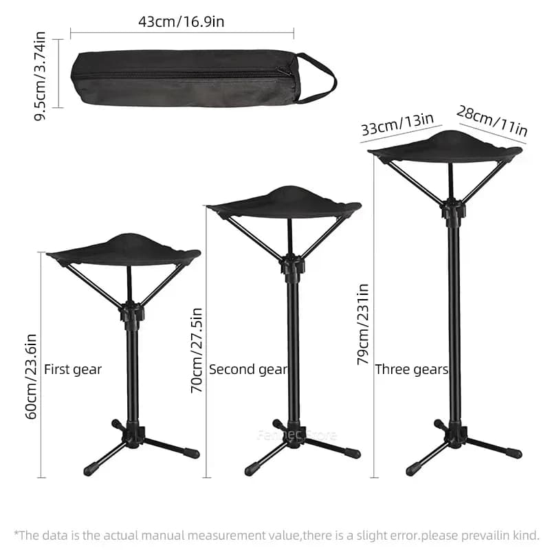 Tabouret triangulaire pliable portable réglable en hauteur pour pêche camping plage et voyages