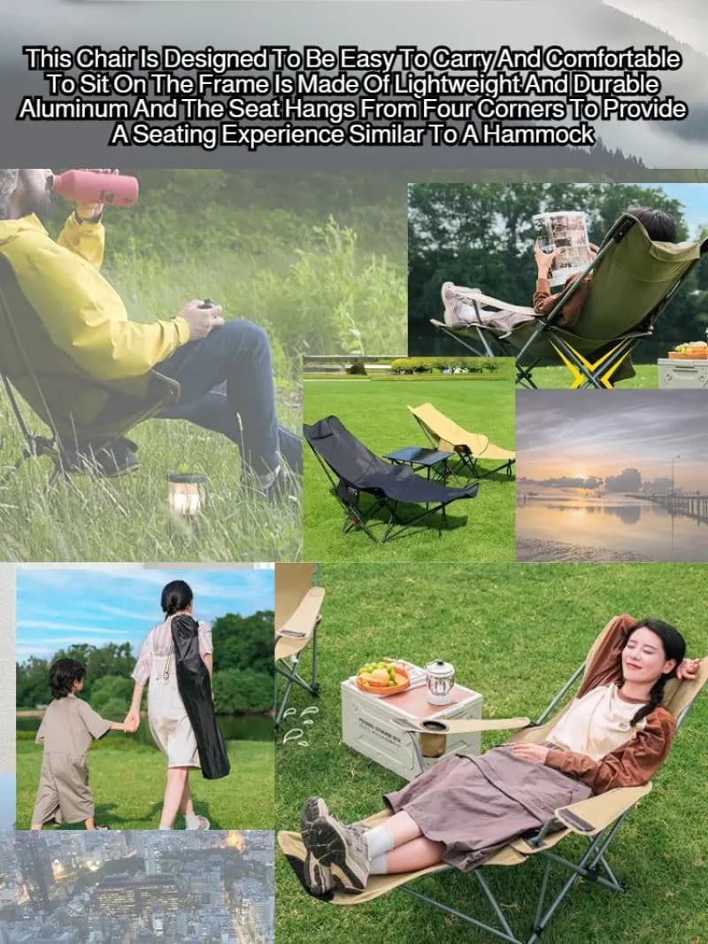 Chaise pliante relax avec repose-pieds pour pause déjeuner pêche - Camping, plage, détente extérieure