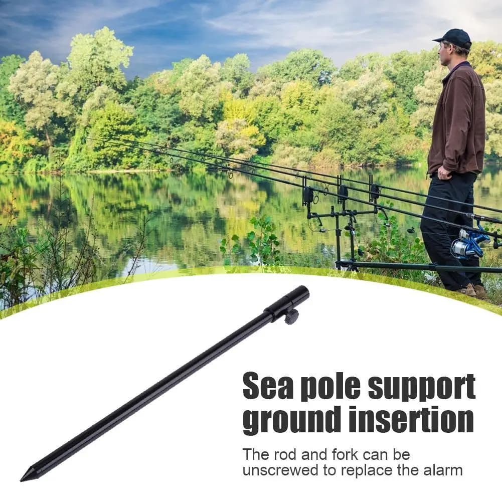 Support de canne réglable pour alarme de pêche carpe - Tige de berge en aluminium noir extensible