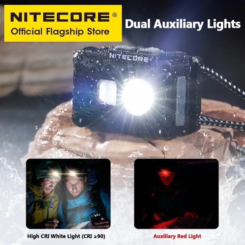 Lampe frontale NITECORE NU20 rechargeable USB-C 38g ultra légère pour pêche, randonnée et trail running nocturne