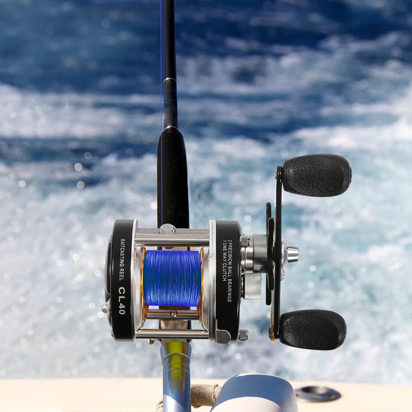 Moulinet casting rond conventionnel pour pêche au gros - Moulinet catfish #40 main gauche ou droite pour pêche traîne