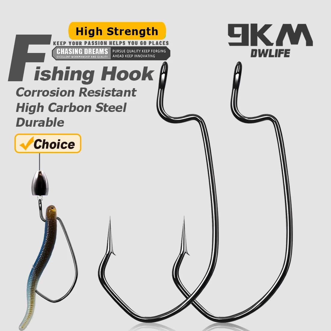 Hameçons Ewg Worm V-Bend 9KM - 25 à 100 pièces pour pêche en eau douce et salée