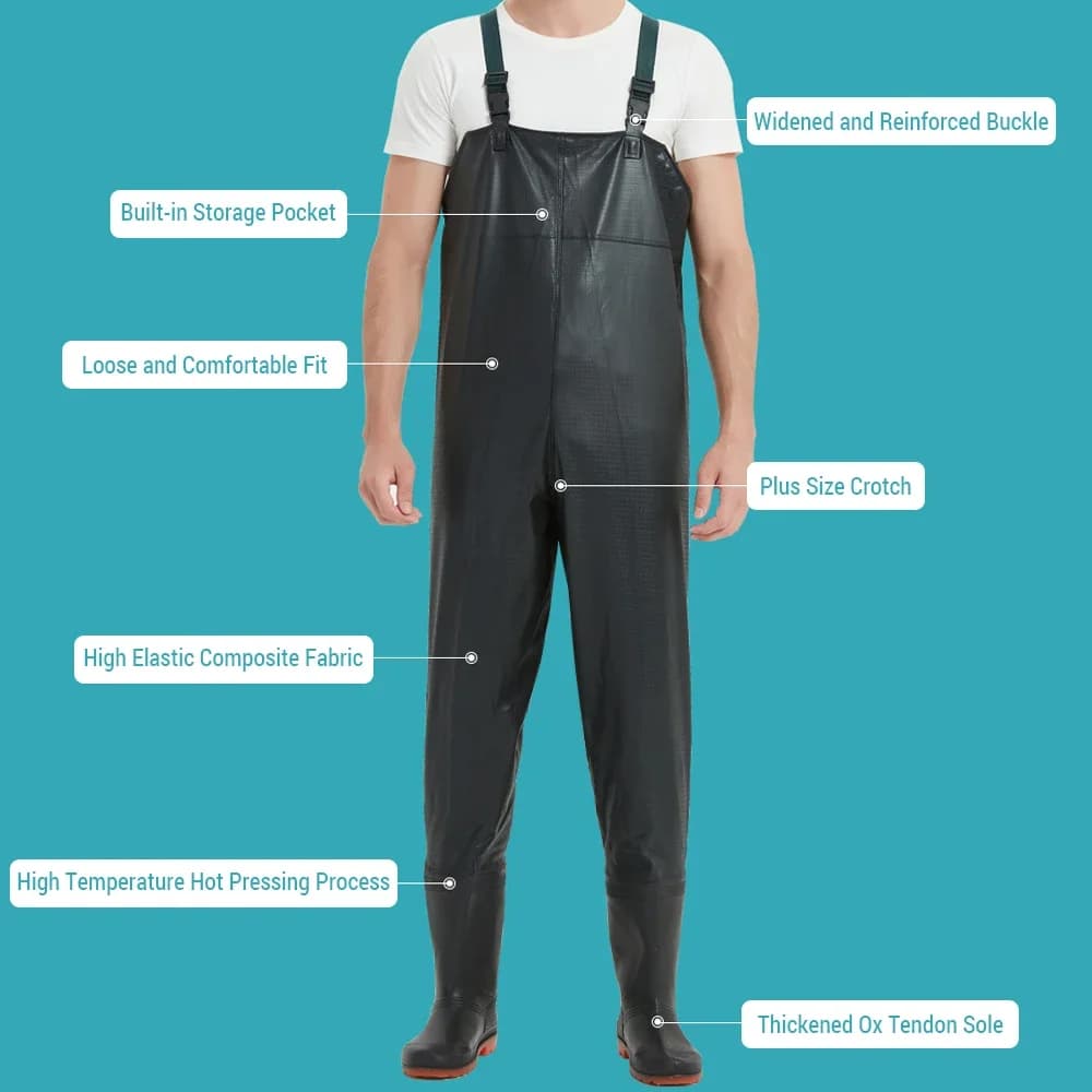 Combinaison de pêche étanche PVC antidérapante avec bottes pour homme et femme