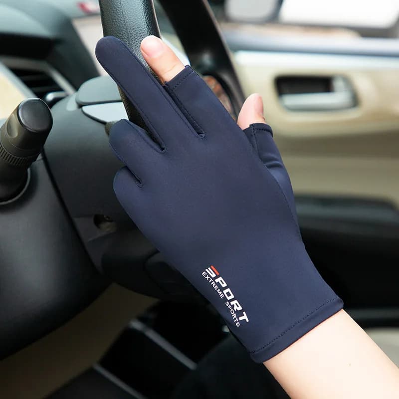 Ice Silk High-elastic Sunscreen Breathable Half-finger Gloves For Men&Women 1Pai