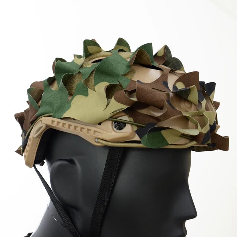Filet de camouflage 3D pour casque airsoft - Housse nylon découpée laser chasse paintball parachutiste