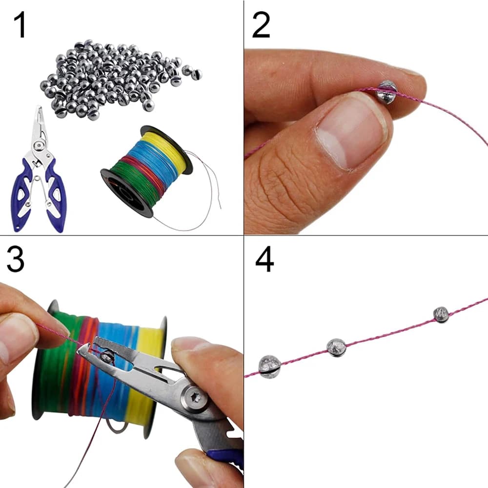 Kit de plombs de pêche 205 pièces avec plombs oeufs amovibles et 5 tailles pour ligne et accessoires