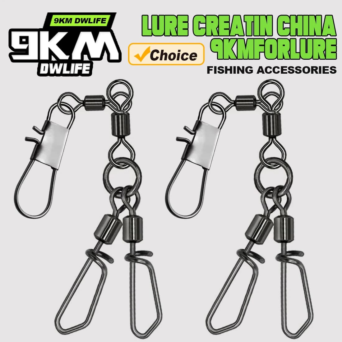 Swivels 3 voies 9KM 5-20 pièces avec clip calamar pour montages eau douce et mer accessoires pêche