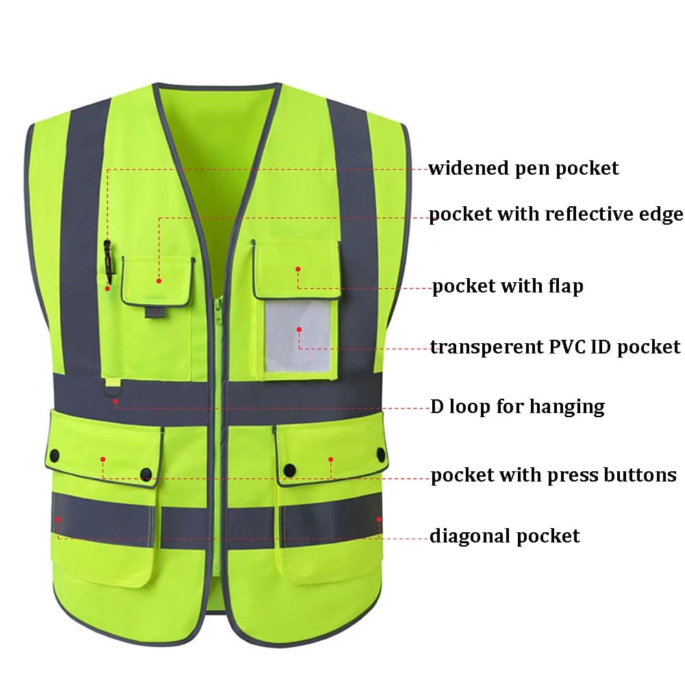 Veste de travail haute visibilité orange 5XL avec multiples poches pour homme chantier