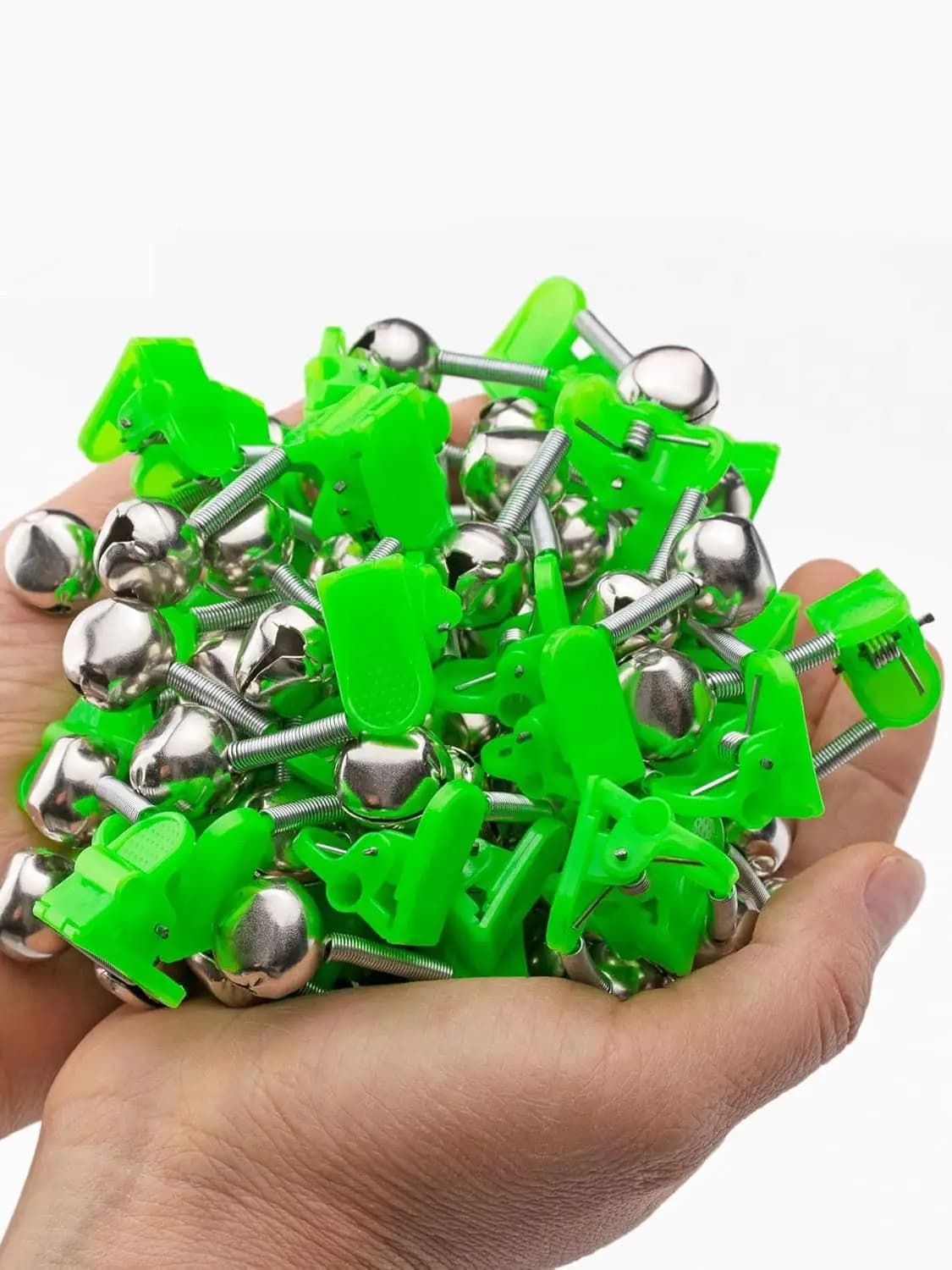 Cloches double alerte pour canne pêche mer nuit 8/20 pièces avec clips fixation sécurisée