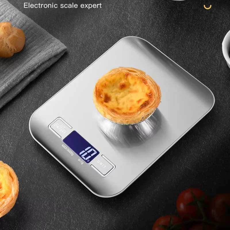 Balance de cuisine digitale 5kg 1g étanche - Pèse-aliments pêche multifonction en acier inoxydable LCD