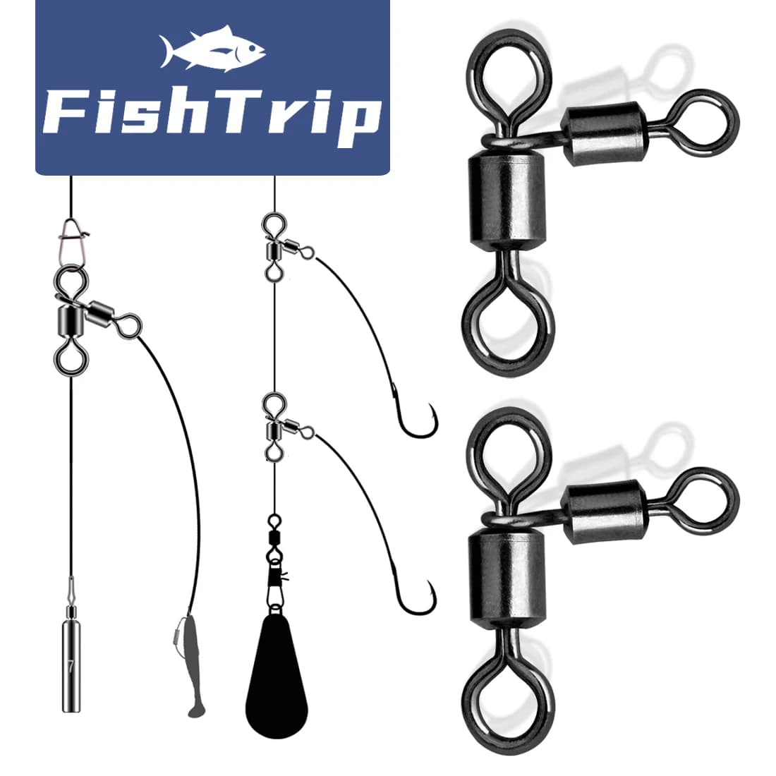Émerillons triangle pêche 3 voies pour fond catfish et pêche à rôder accessoires carnassiers
