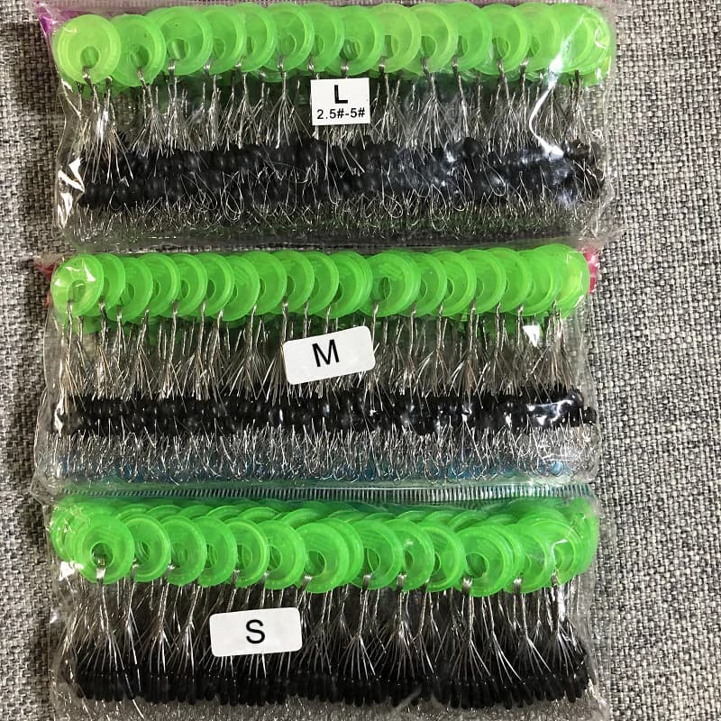 100 groupes connecteurs ovales espace haricot 6 en 1 - Arrêts flotteurs noirs pour ligne de pêche accessoires