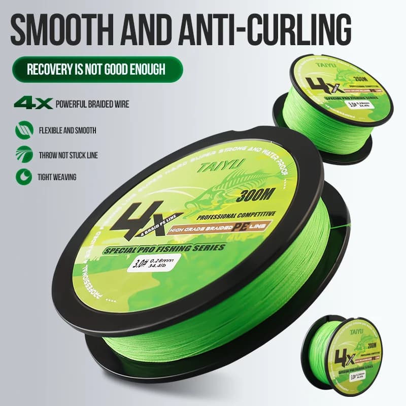Ligne de pêche PE multifilament TAIYU 4 brins 200 mètres 19LB-70LB, durable et ultra fluide pour