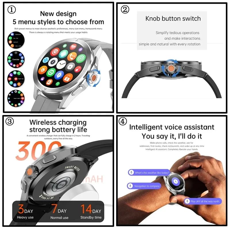 Montre connectée Xiaomi S4 Ultra pour pêche : GPS, boussole, étanche, appels Bluetooth, écran AMOLED
